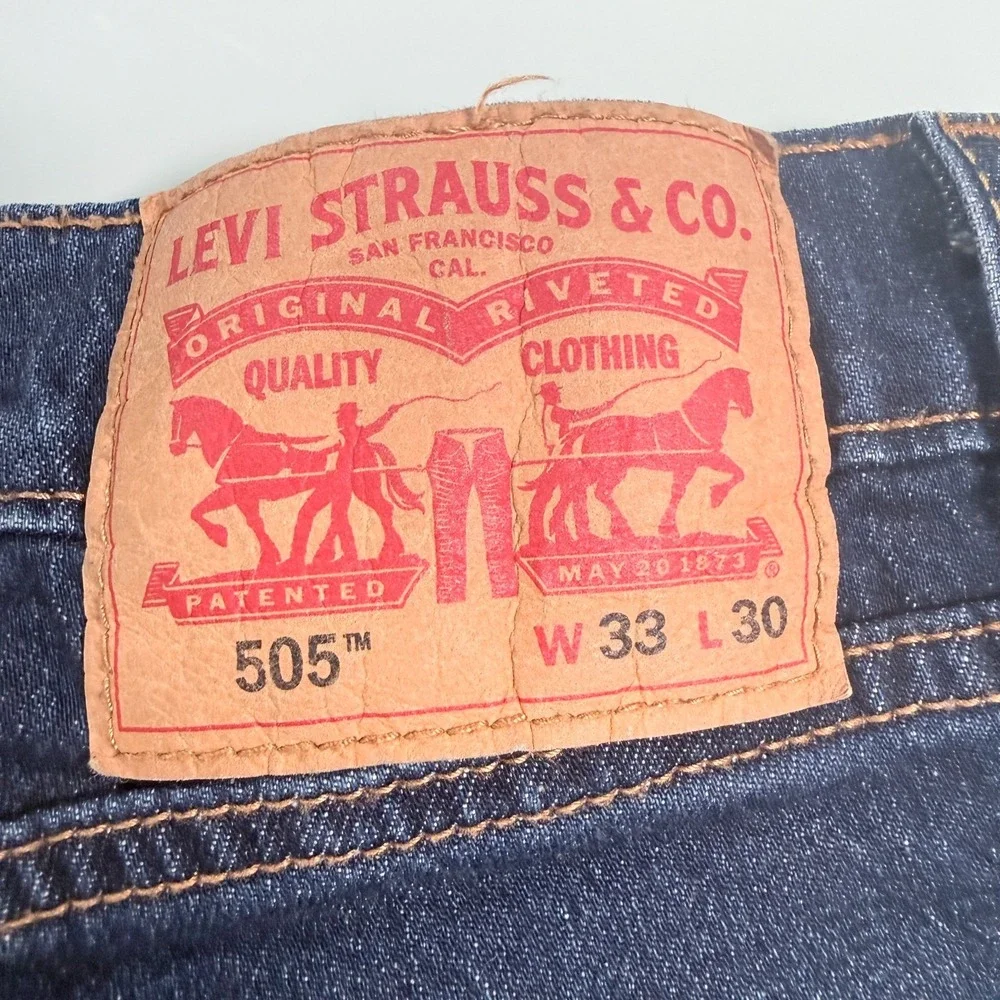 Levi's 505 Red Tag Jeans Mens 33x30 Dark Wash Blue Denim Preppy